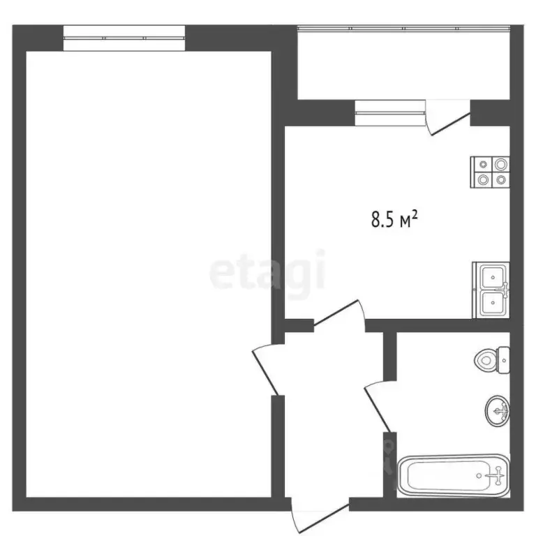 1-к кв. Ростовская область, Батайск Речная ул., 110к2 (33.0 м) - Фото 2