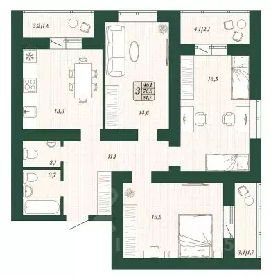 3-к кв. Самарская область, Волжский район, Смышляевка городское ... - Фото 1