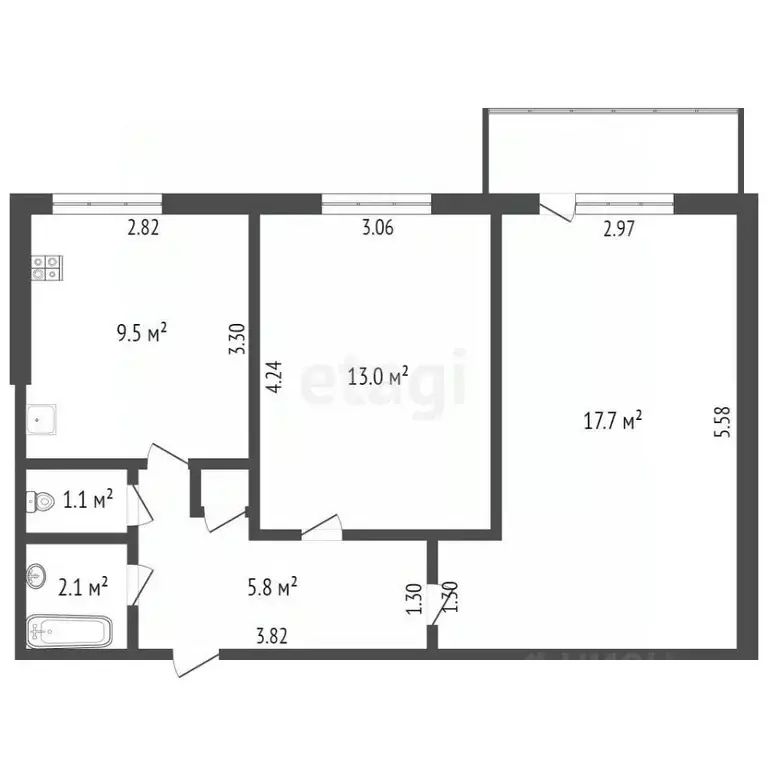 2-к кв. Самарская область, Самара ул. Стара-Загора, 116 (50.4 м) - Фото 2