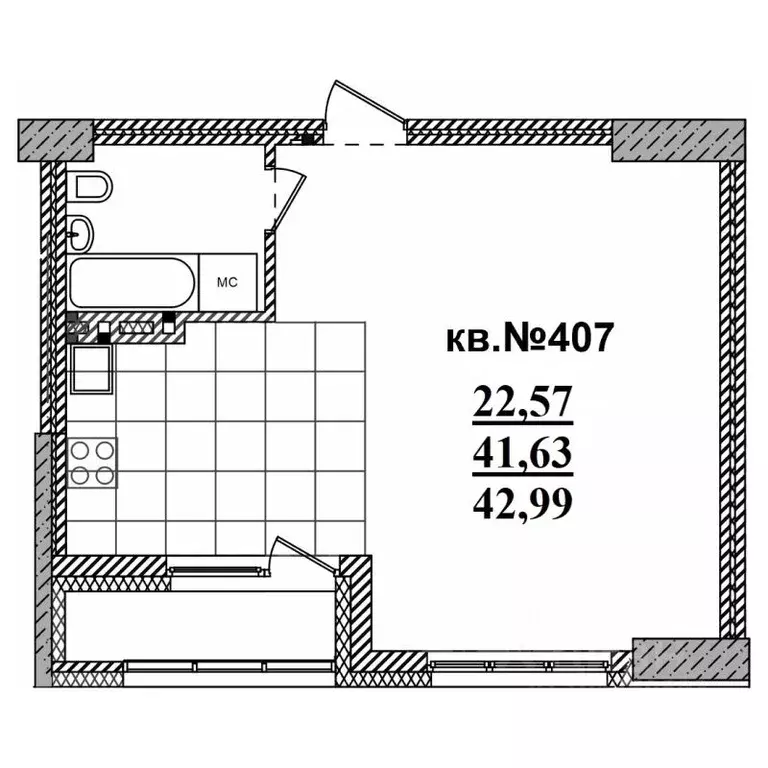 Студия Новосибирская область, Новосибирск Садовая ул., 17 (42.99 м) - Фото 0