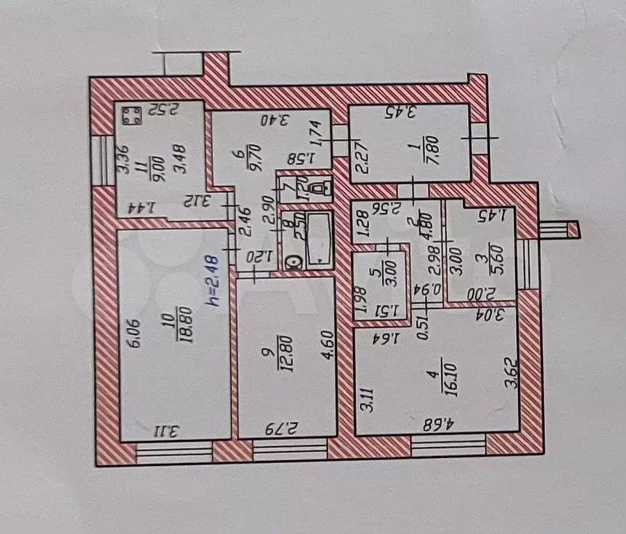 4-к. квартира, 91,3 м, 2/9 эт. - Фото 0