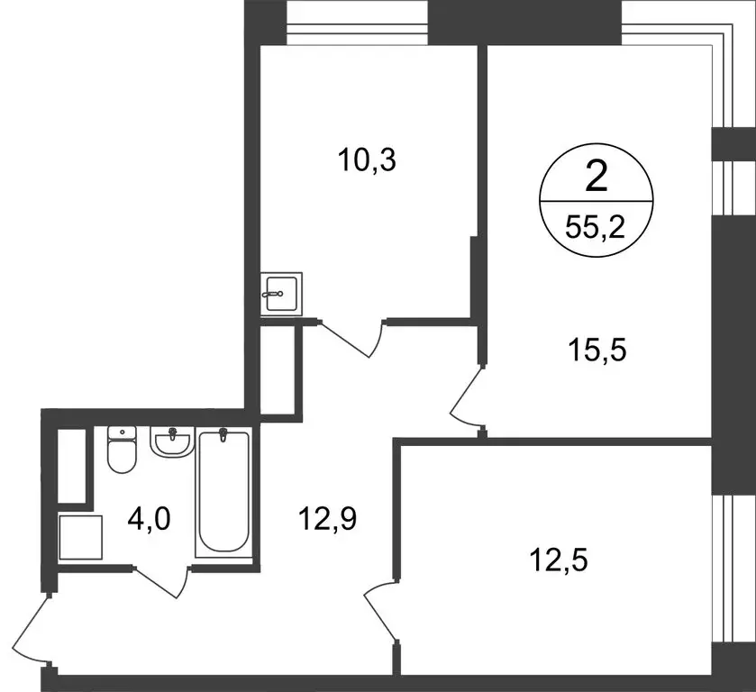 2-комнатная квартира: Московский, улица Никитина, 3к3 (55.2 м) - Фото 1