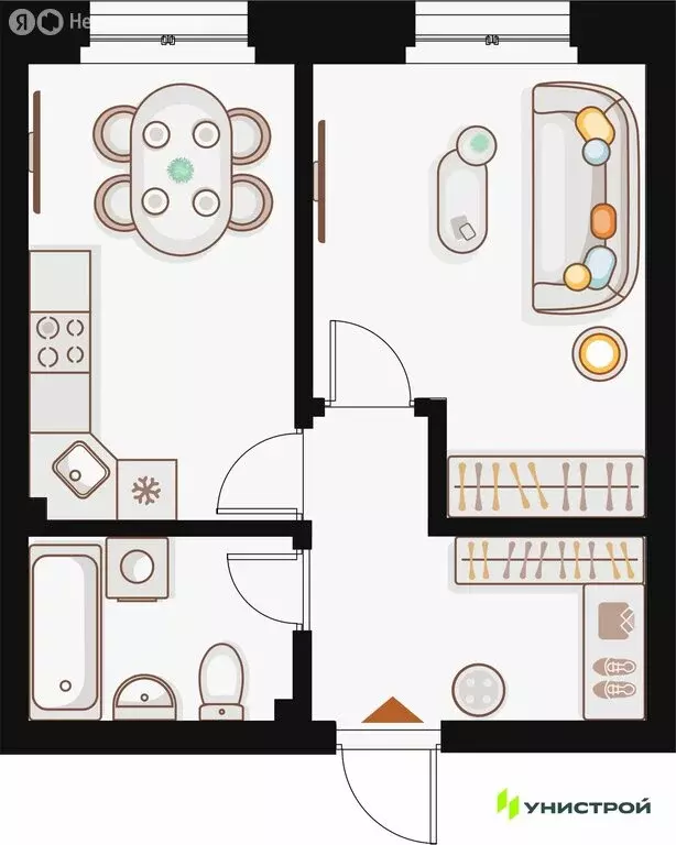 1-комнатная квартира: Казань, ЖК Ку на Кулагина (35.53 м) - Фото 1