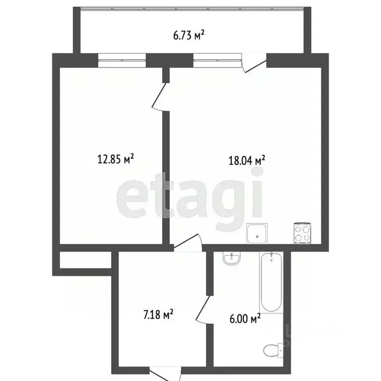 1-к кв. Тюменская область, Тюмень ул. Пермякова, 75 (42.9 м) - Фото 2