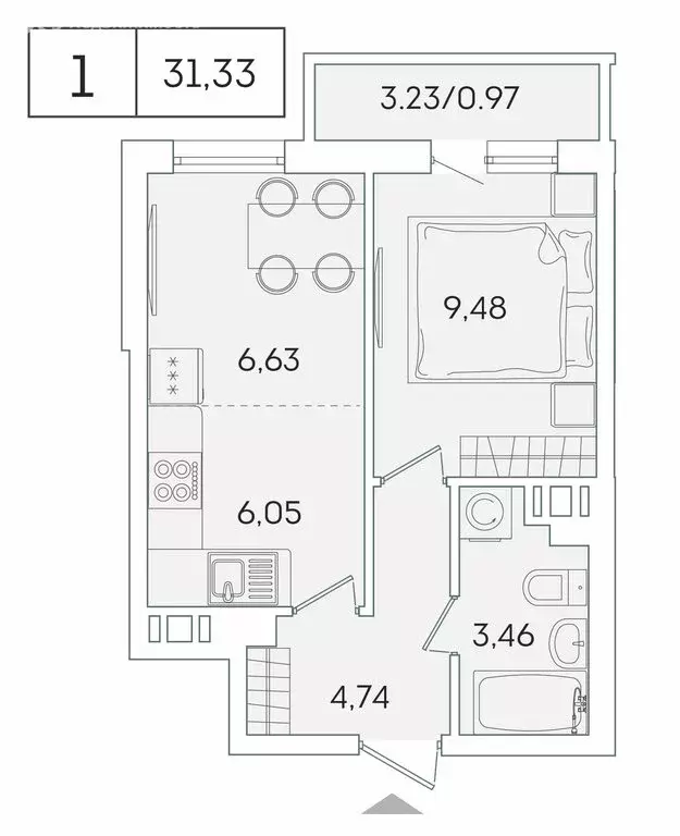 1-комнатная квартира: Мурино, Графская улица, 6к4 (30.5 м) - Фото 0