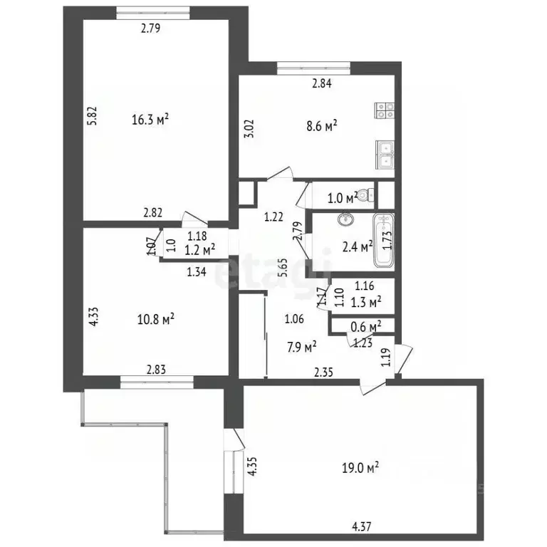 3-к кв. Алтайский край, Барнаул Балтийская ул., 55 (70.3 м) - Фото 1