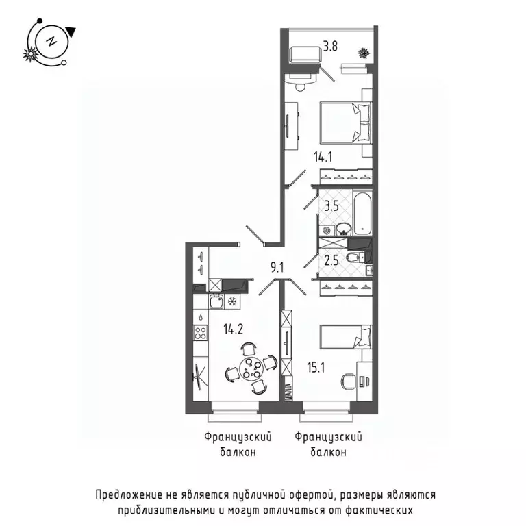 2-к кв. Санкт-Петербург Черниговская ул., 17 (61.3 м) - Фото 0