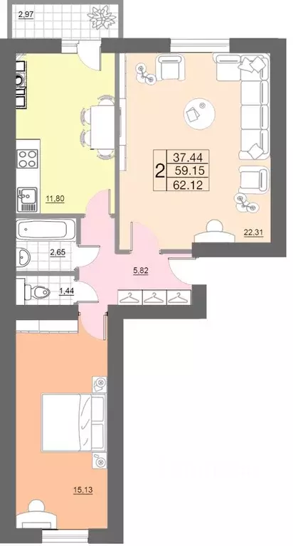 2-к кв. Смоленская область, Смоленск ул. 100-летия Комсомола, 1к2 ... - Фото 1