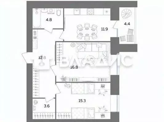 2-к кв. Пензенская область, Пенза Ленинградская ул., 3А (69.6 м) - Фото 1