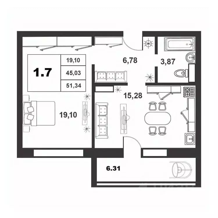 1-к кв. Новгородская область, Великий Новгород ул. Якова Павлова, 15 ... - Фото 1