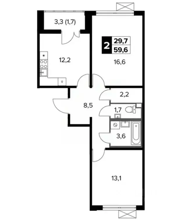 2-к кв. Москва Ленинградское ш., 228к5 (59.6 м) - Фото 0