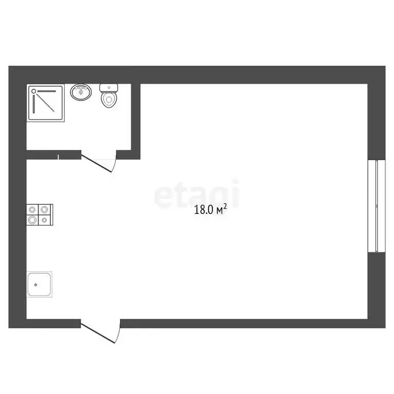 Квартира-студия: Тюмень, улица Республики, 212 (18 м) - Фото 1