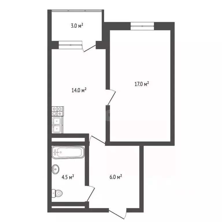 1-к кв. Тюменская область, Тюмень ул. Николая Ростовцева, 27к1 (41.5 ... - Фото 1