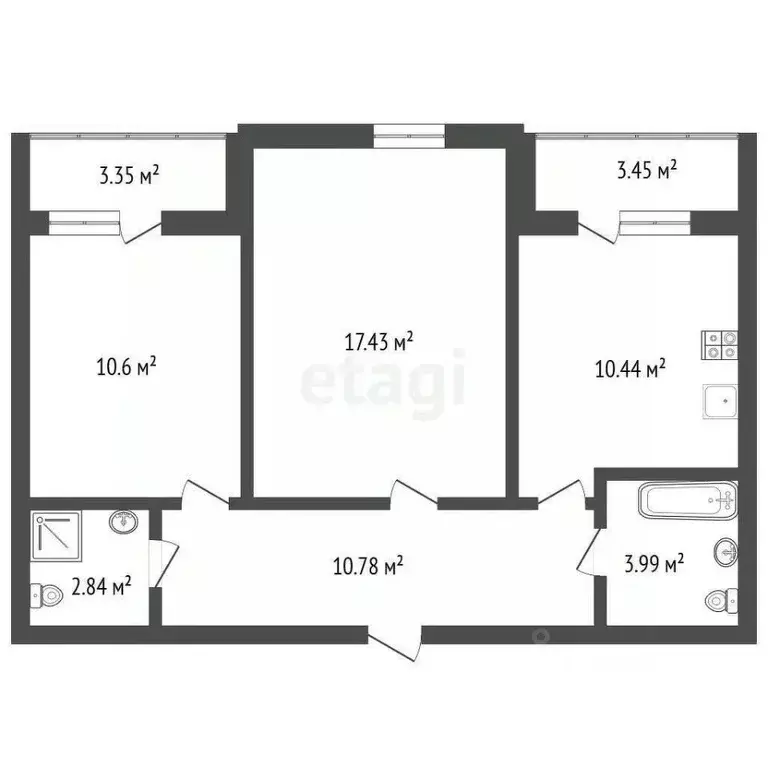 2-к кв. Воронежская область, Воронеж Московский просп., 42/1 (59.5 м) - Фото 2