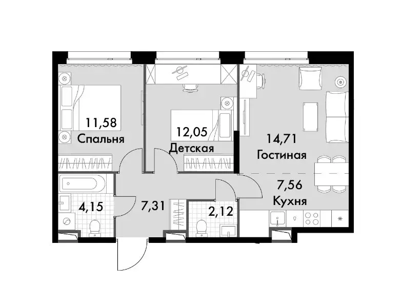 Продаётся 2-к квартира, 59.48 м - Фото 0