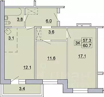 3-к кв. Иркутская область, Иркутск Ново-Ленино мкр, 1-й Ленинский ... - Фото 0