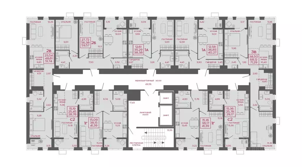 2-к кв. Пензенская область, Пенза Аэрис жилой комплекс (51.74 м) - Фото 2