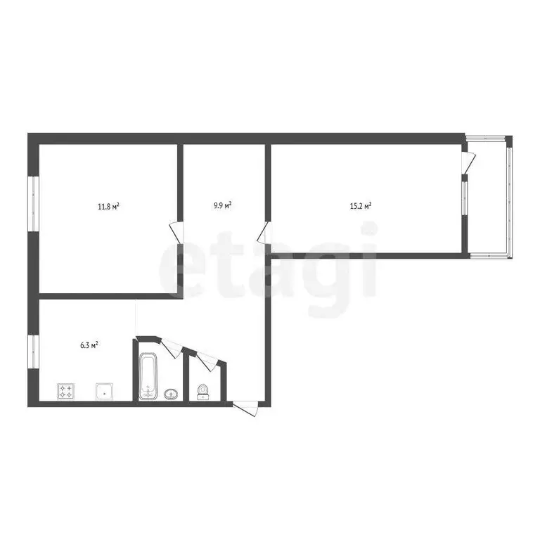 2-комнатная квартира: Саки, улица Ленина, 13 (46.3 м) - Фото 1