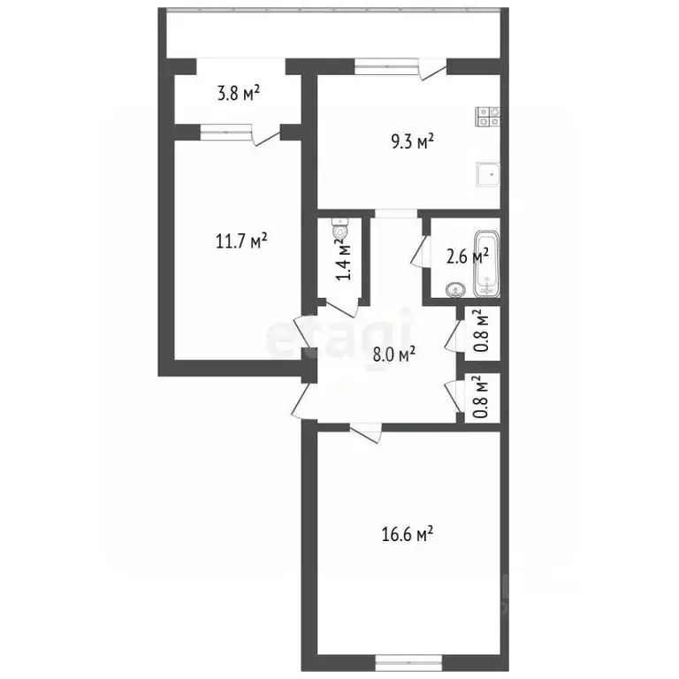 2-к кв. Севастополь ул. Гвардейская, 7 (54.8 м) - Фото 2