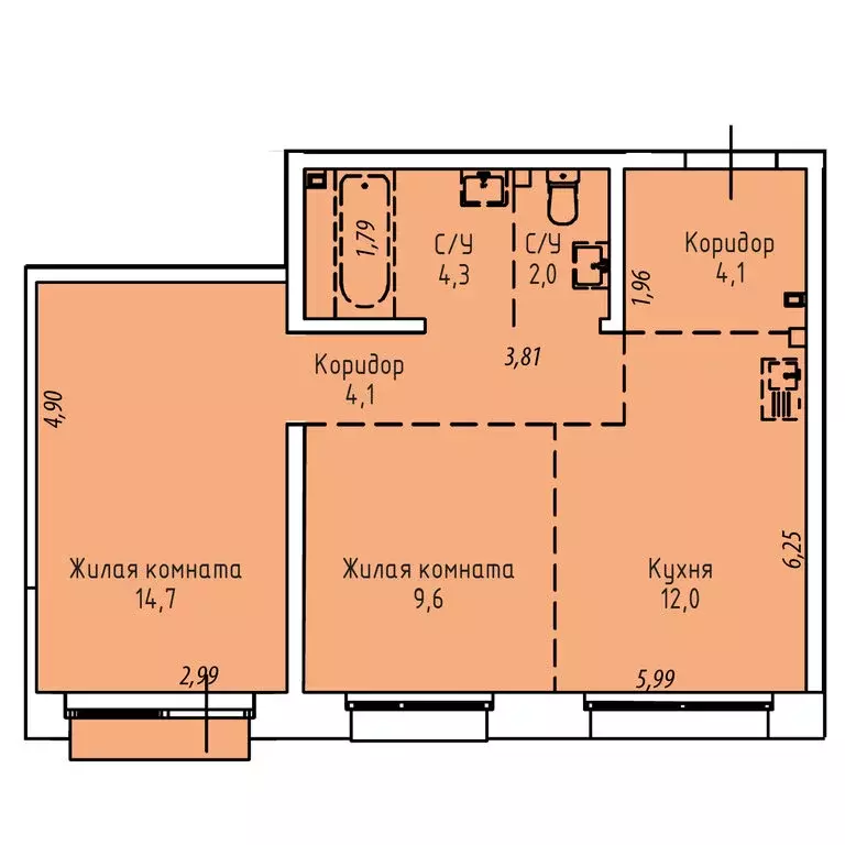 2-комнатная квартира: Иркутск, Култукская улица, 16 (51.7 м) - Фото 0