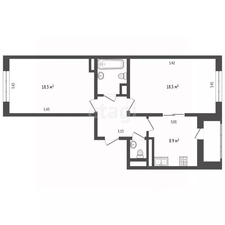 2-к кв. Москва ул. Лавриненко, 13к3 (57.8 м) - Фото 2