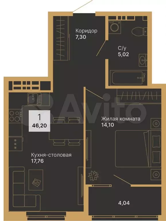 1-к. квартира, 47 м, 15/16 эт. - Фото 0