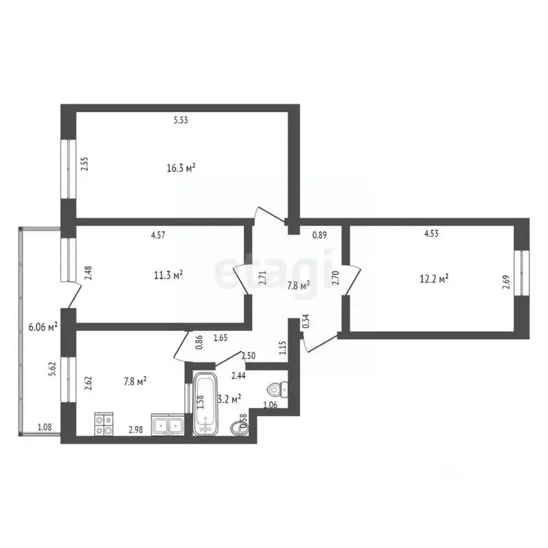 3-к кв. Крым, Кировский район, Первомайское с/пос, с. Первомайское ул. ... - Фото 2