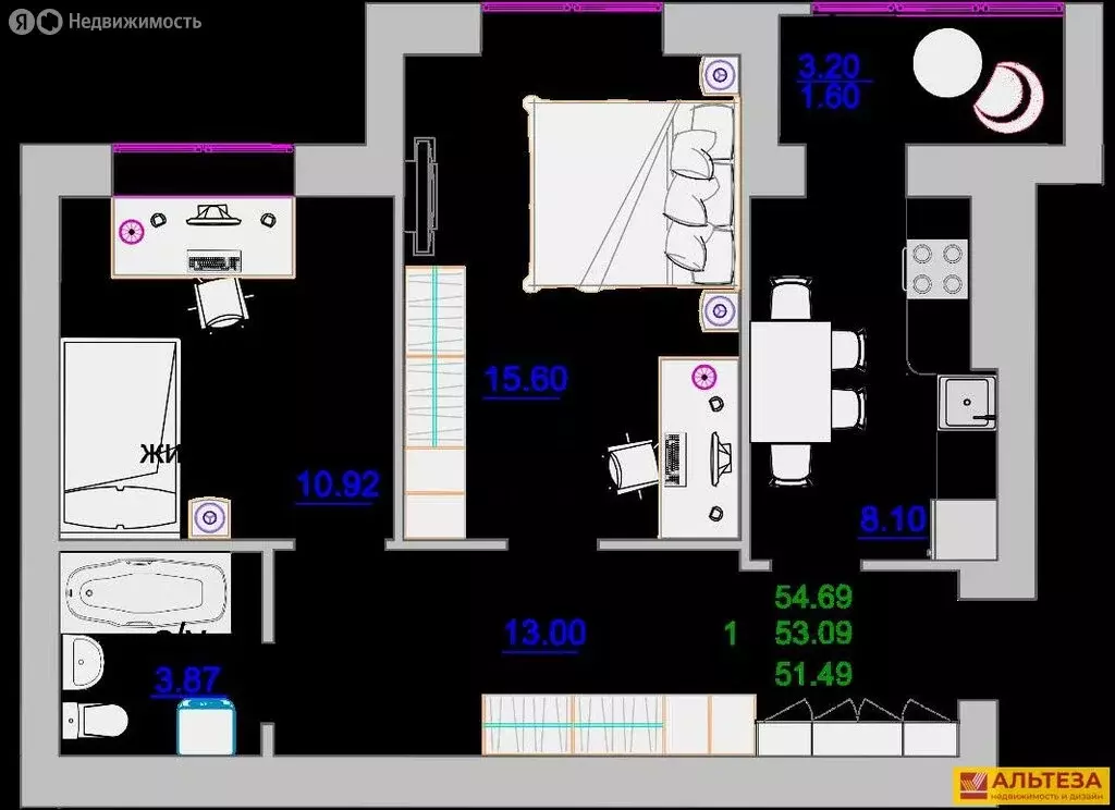2-комнатная квартира: Зеленоградск, улица Тургенева, 16А (53.7 м) - Фото 1