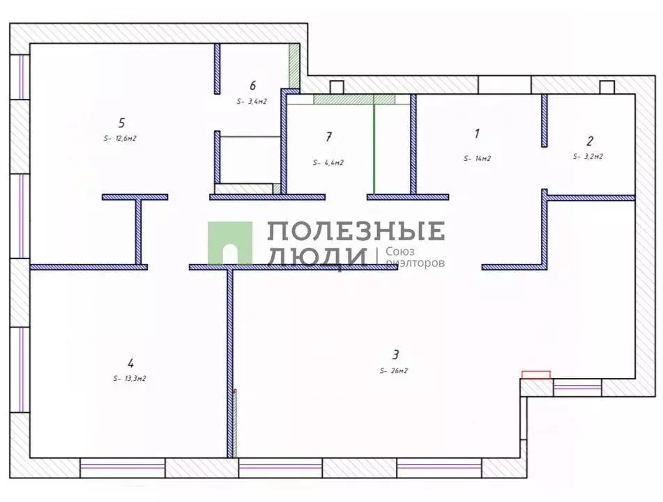3-к кв. Башкортостан, Уфа ул. Энтузиастов, 7 (78.0 м) - Фото 1