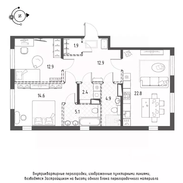 2-к кв. Санкт-Петербург Лисичанская ул., 15 (77.3 м) - Фото 0