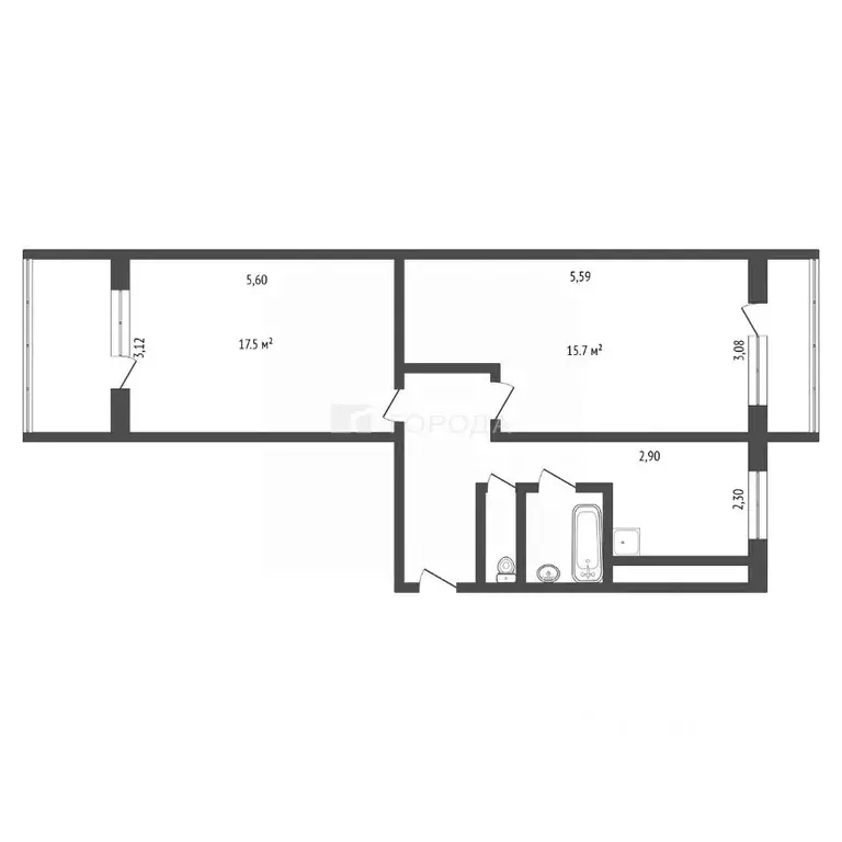 2-к кв. Кемеровская область, Новокузнецк ул. Тореза, 105 (49.3 м) - Фото 2