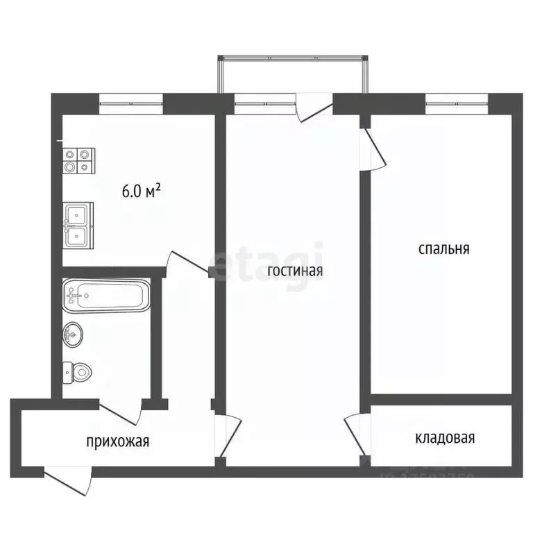 2-к кв. Тамбовская область, Тамбов ул. имени Сергея Лазо, 34 (44.3 м) - Фото 1