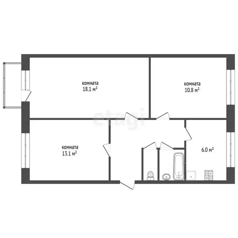 3-комнатная квартира: Ярославль, улица Александра Невского, 7 (63.4 м) - Фото 1