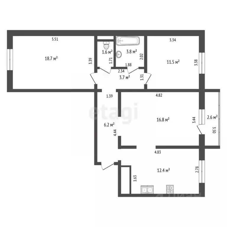 3-к кв. Калининградская область, Калининград Пригородная ул., 13к1 ... - Фото 1