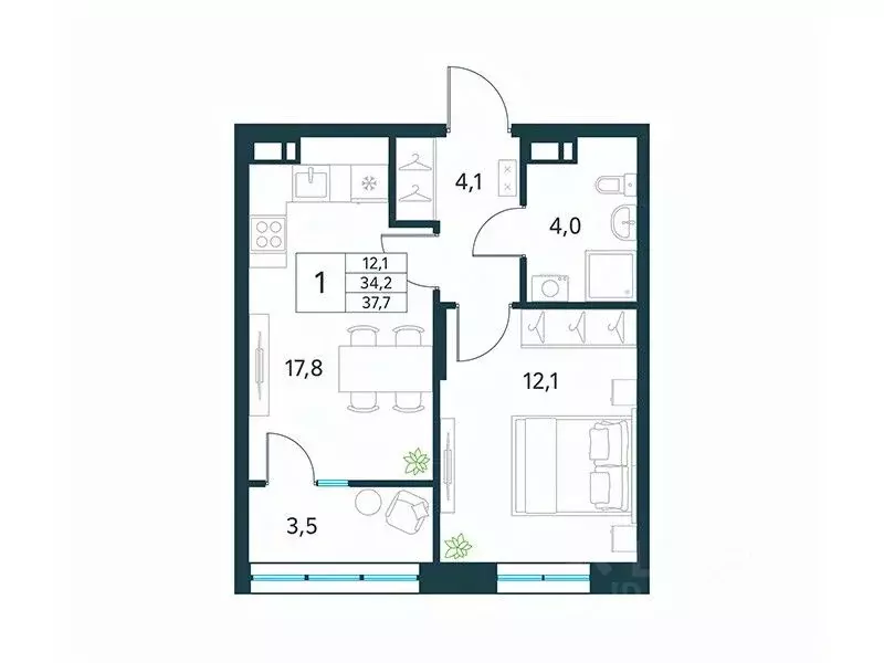 1-к кв. Забайкальский край, Чита Хороший мкр,  (37.7 м) - Фото 1