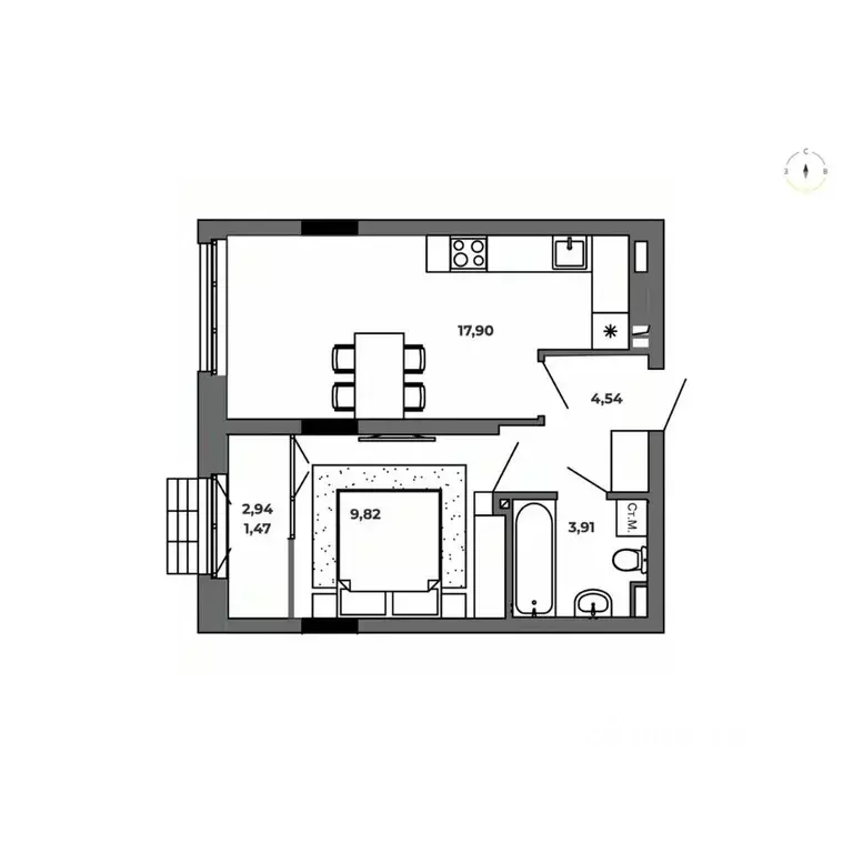 1-к кв. Омская область, Омск  (37.72 м) - Фото 1