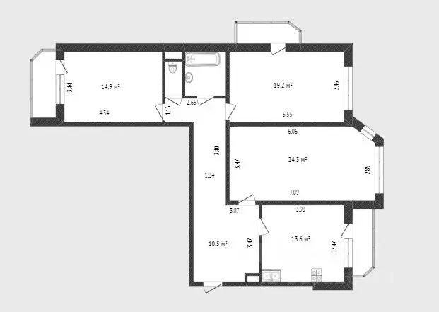 3-к кв. Тюменская область, Тюмень Новосибирская ул., 131 (95.4 м) - Фото 1