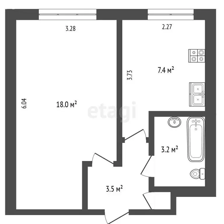 1-комнатная квартира: Орёл, улица 5 Августа, 19 (32.4 м) - Фото 1