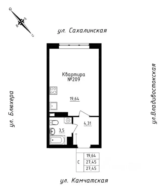 1-к кв. свердловская область, екатеринбург ул. кронштадтская (27.45 м) - Фото 0