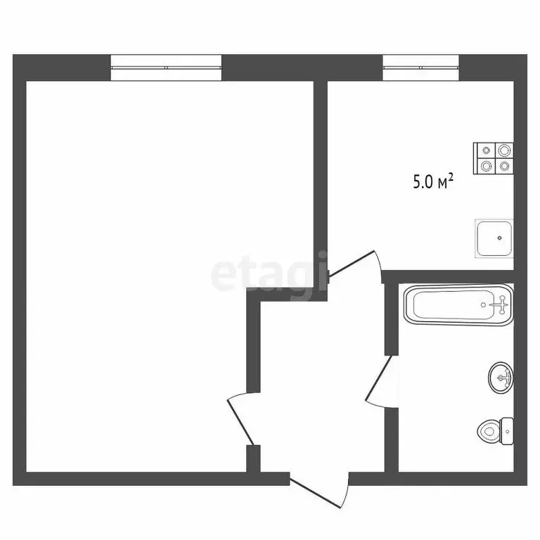 1-комнатная квартира: Тюмень, улица Ватутина, 14 (21 м) - Фото 1