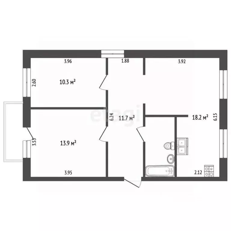 3-к кв. Вологодская область, Череповец ул. Краснодонцев, 74 (58.4 м) - Фото 2
