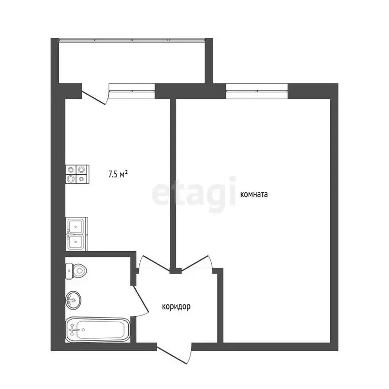 1-комнатная квартира: Кемерово, улица Серебряный Бор, 6/1 (32.4 м) - Фото 1