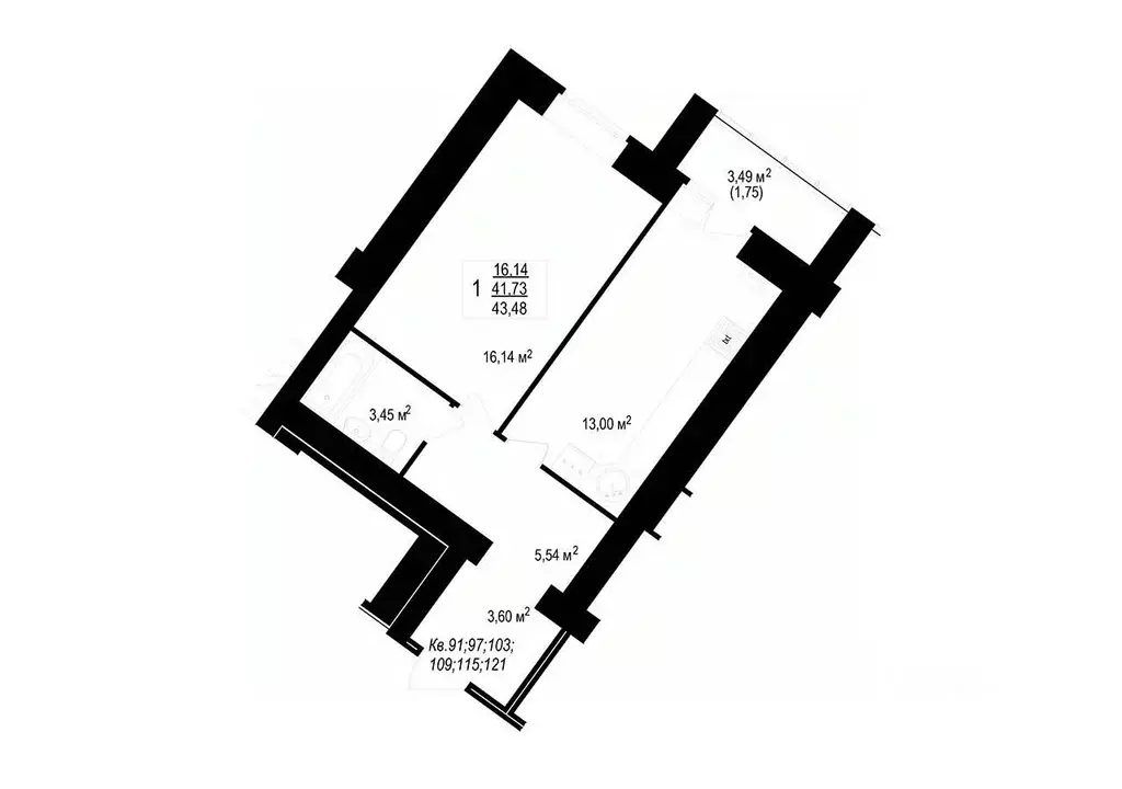1-к кв. Костромская область, Кострома Профсоюзная ул., 19А (43.48 м) - Фото 0