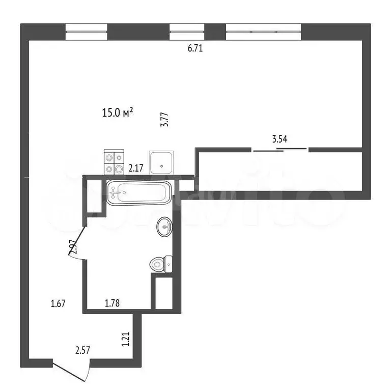 Квартира-студия, 27,1 м, 16/25 эт. - Фото 1