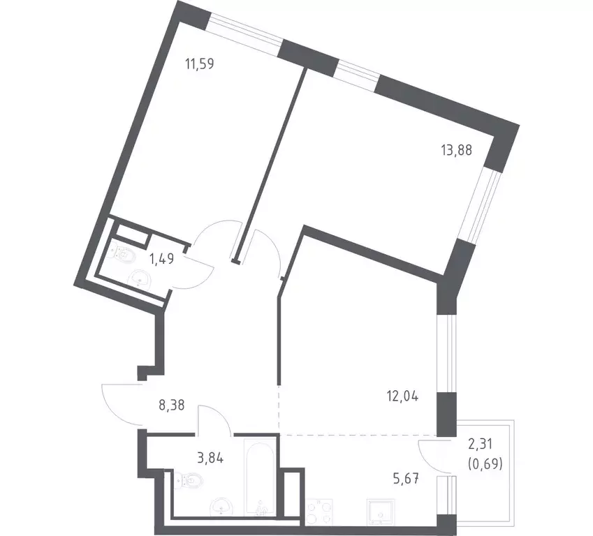 2-к кв. Ленинградская область, Ломоносовский район, Лаголовское с/пос, ... - Фото 1