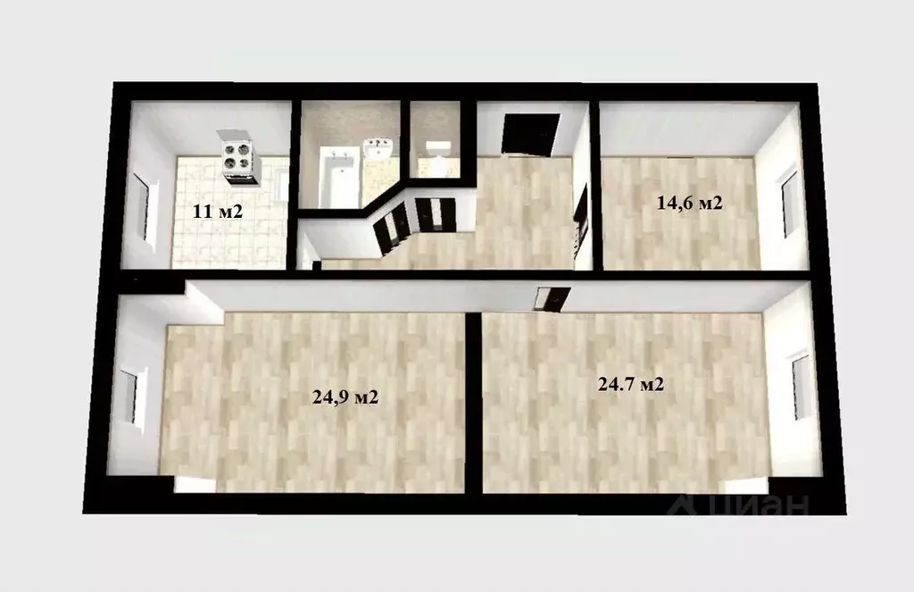 3-к кв. Новгородская область, Великий Новгород Псковский пер., 5 (93.4 ... - Фото 2