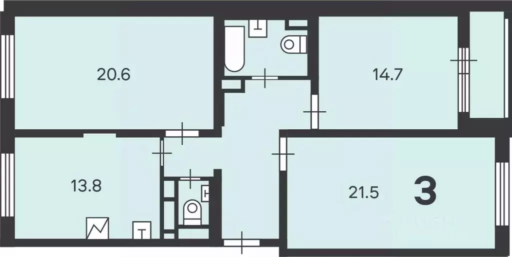 3-к кв. Москва ш. Новомихайловское, 1к2 (87.8 м) - Фото 0