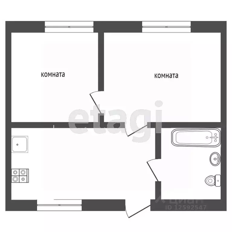 2-к кв. Крым, Симферополь ул. Луначарского (24.7 м) - Фото 1