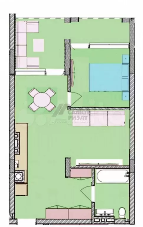 2-к. квартира, 60 м, 5/6 эт. - Фото 0