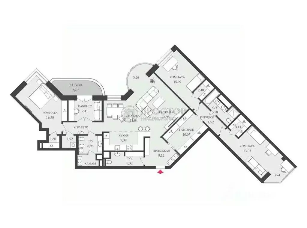 Квартира, 5 и более комнат, 161.1 м - Фото 2